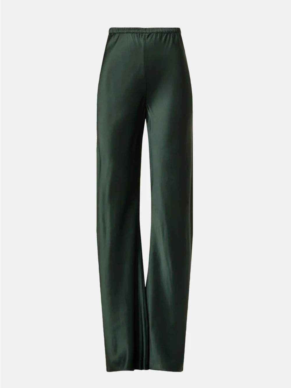 Straight Leg Satin Pants in Dark Green